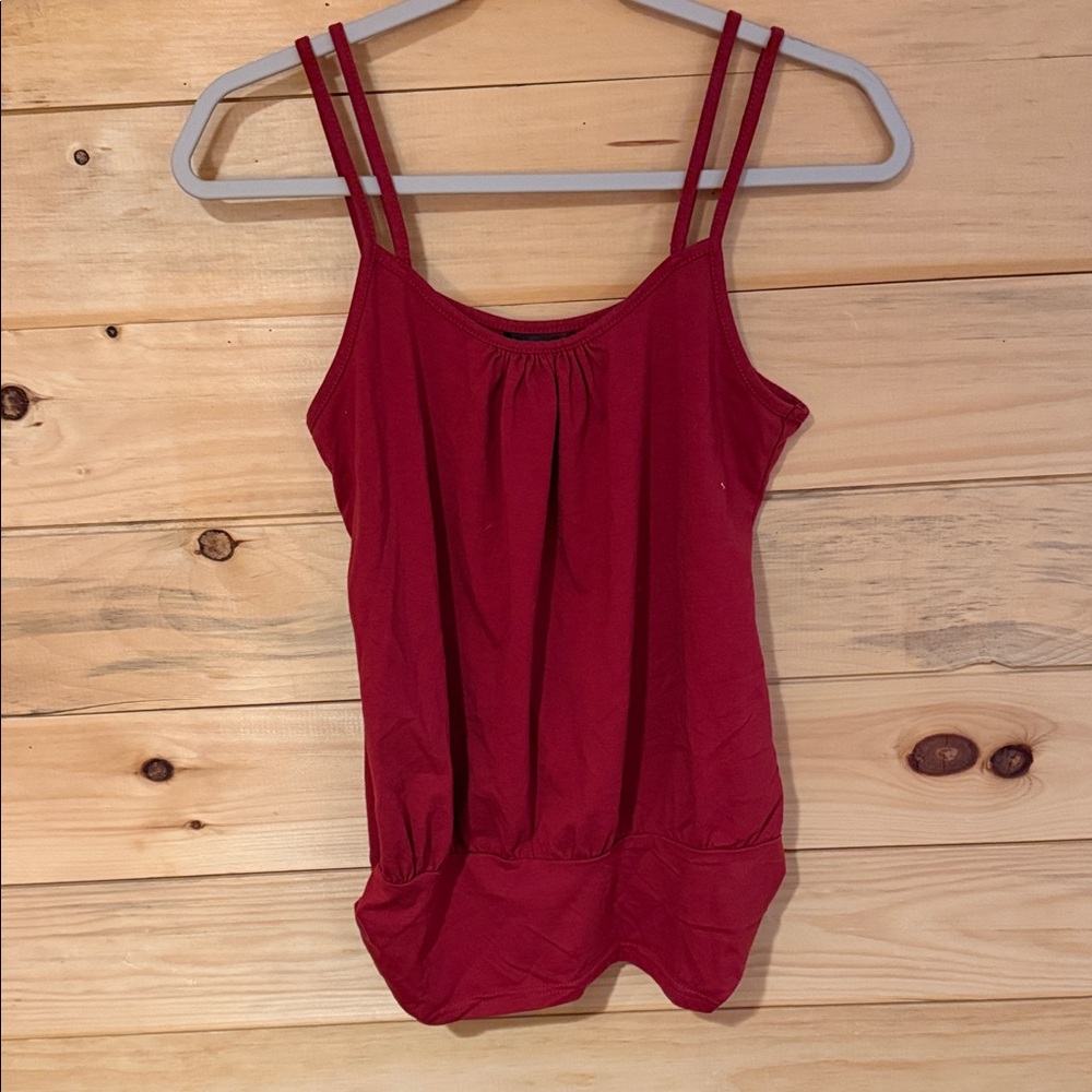 SHEIN Red Double-Strap Gathered Neck Camisole Tank